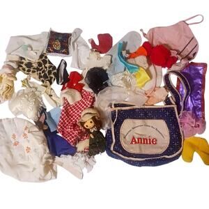 As is fabric scraps 1970s/80s/90s vintage doll clothing  lot Little Orphan Annie